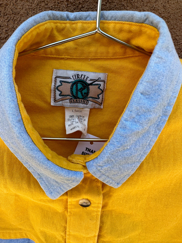 Yellow & Blue Cotton Sleeveless Western Top