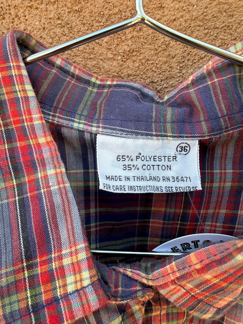 1970's Plaid Button Up Shirt/Blouse - 36