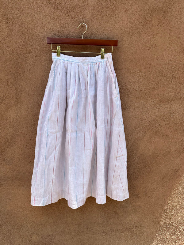 Barry Bricken Linen Blend Striped Skirt