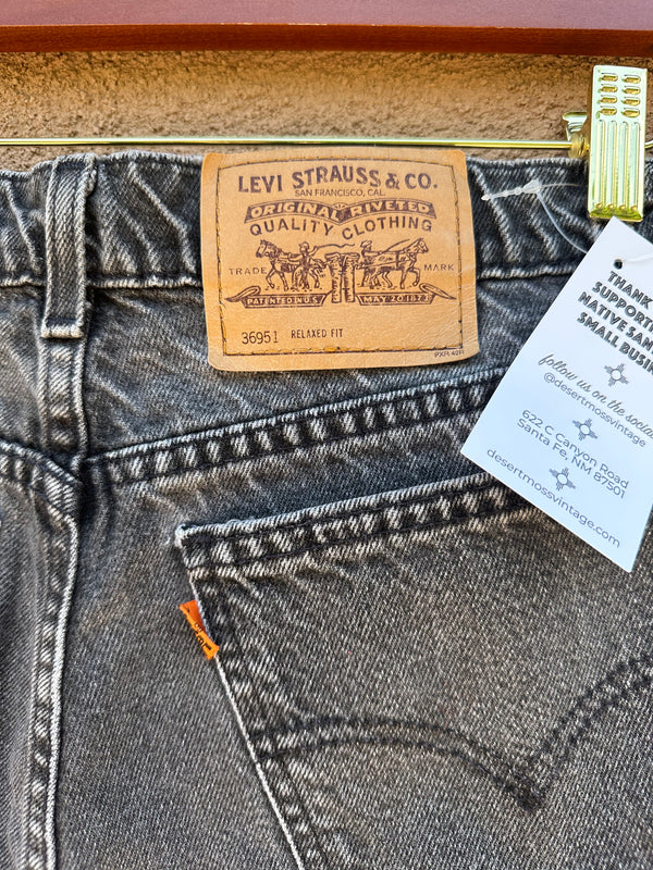 1980's Orange Label Black Denim Levi's 950 Shorts