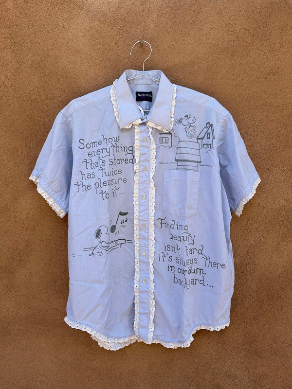 Hand Drawn Snoopy Shirt with Ruffles - Manhattan (on hold)