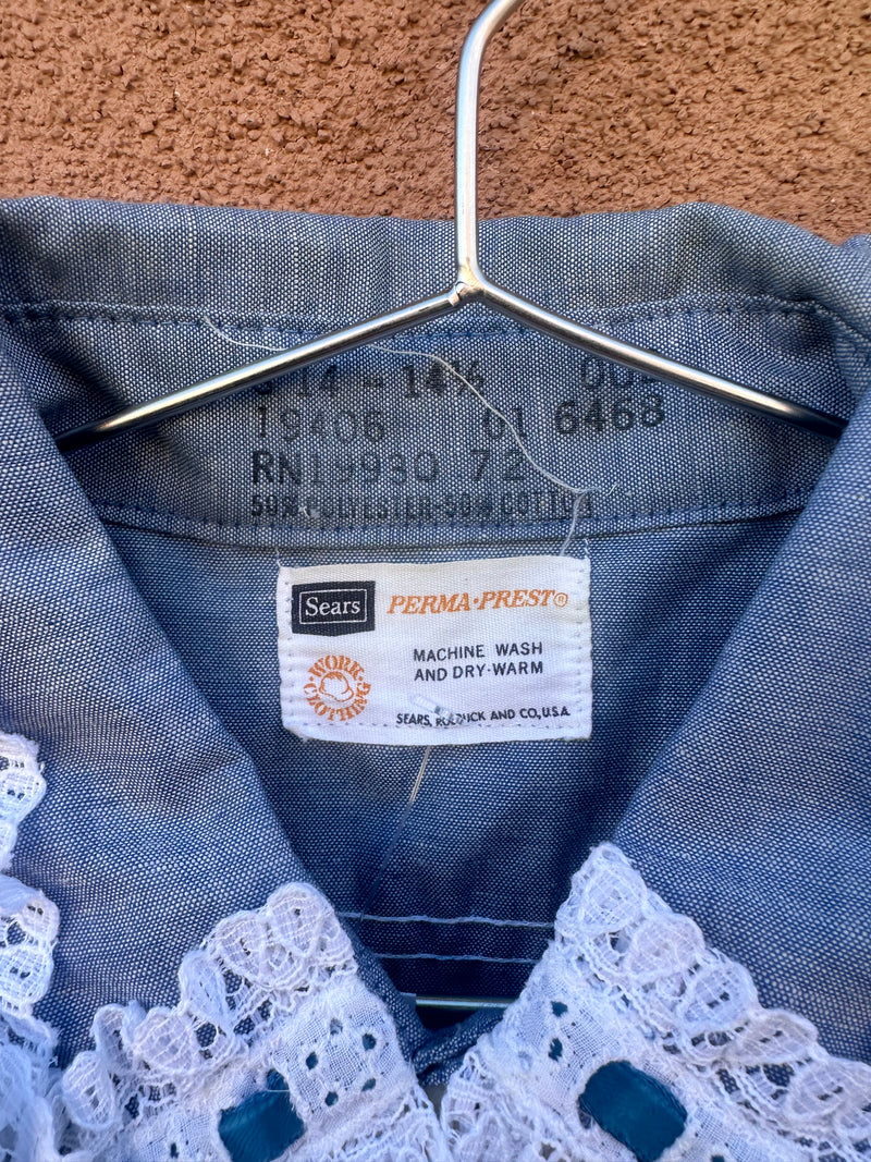 1970's Sears Country Chic Blouse with Lace