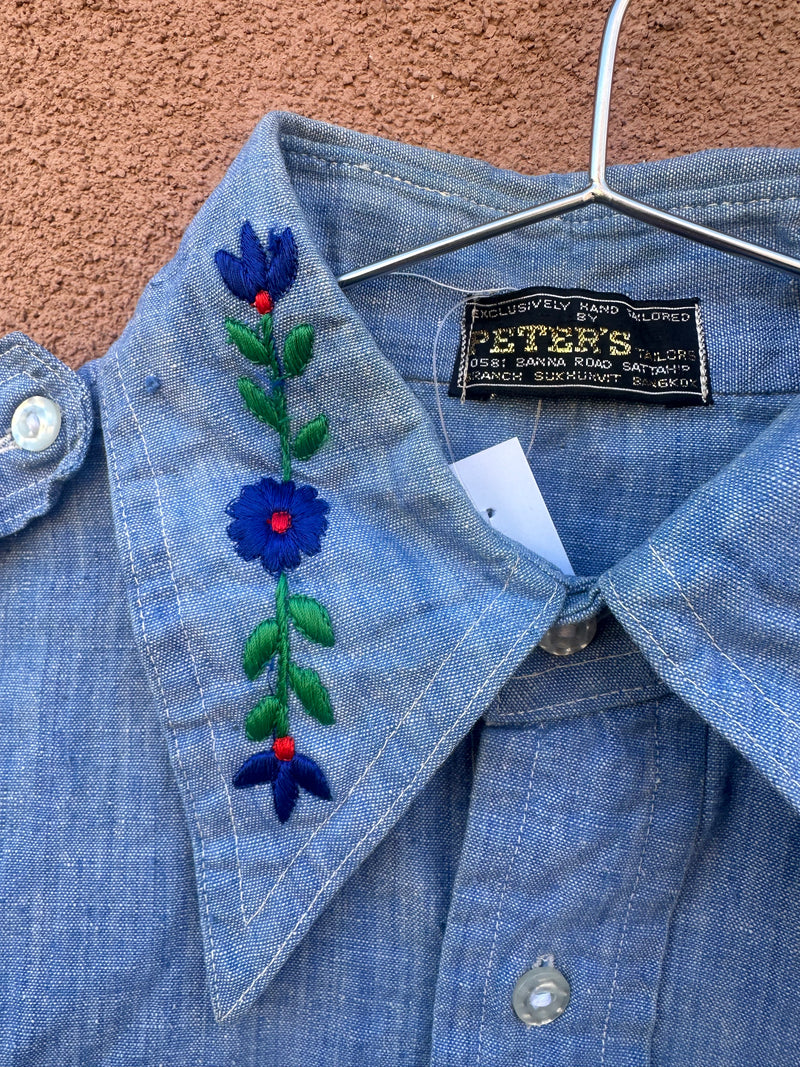 Red Baron Embroidered 1960's Peters Tailors Denim Shirt