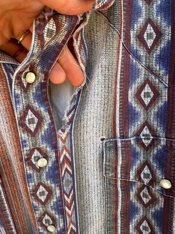 Wrangler Diamond Pattern Santa Fe Style Western Shirt - as is