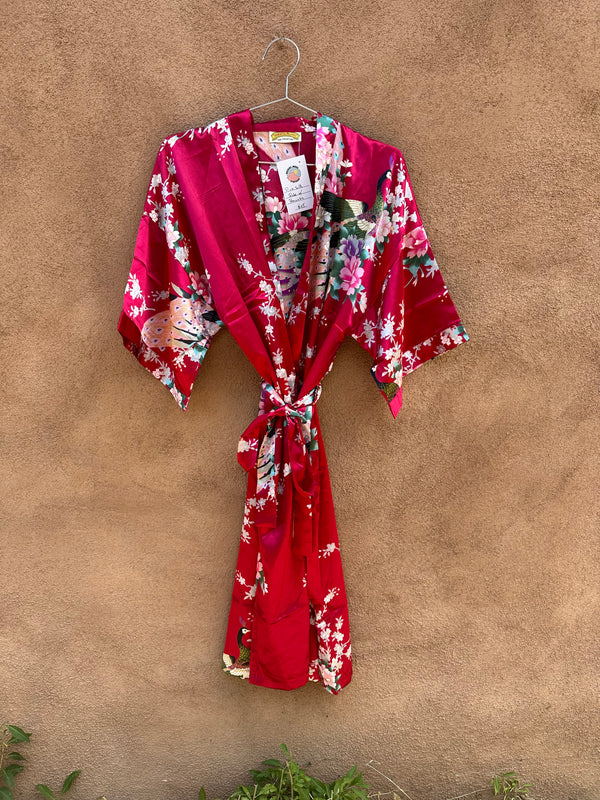 Pink Silk Robe with Peacocks