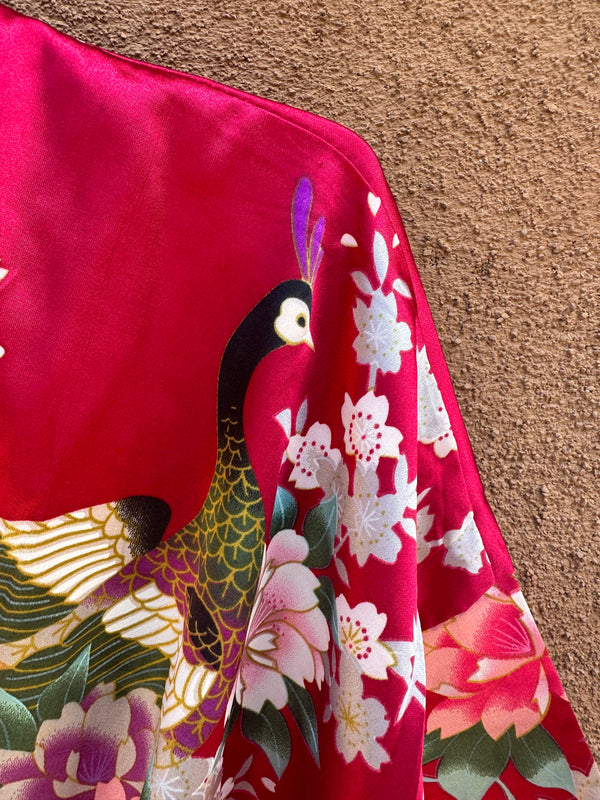 Pink Silk Robe with Peacocks