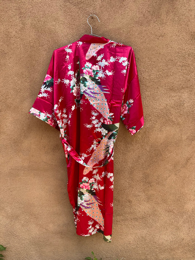 Pink Silk Robe with Peacocks