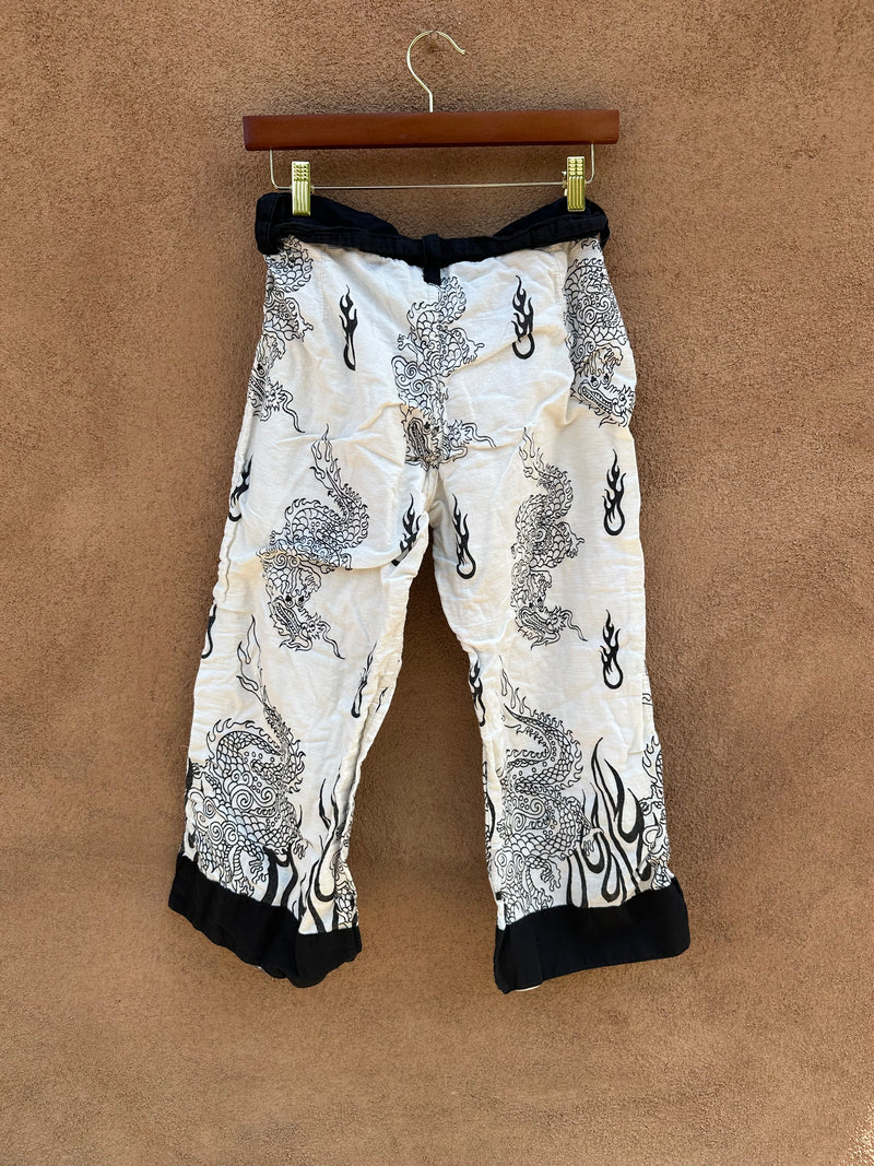 Black & White Lucky Dragon Pants - Cotton, Made in Nepal