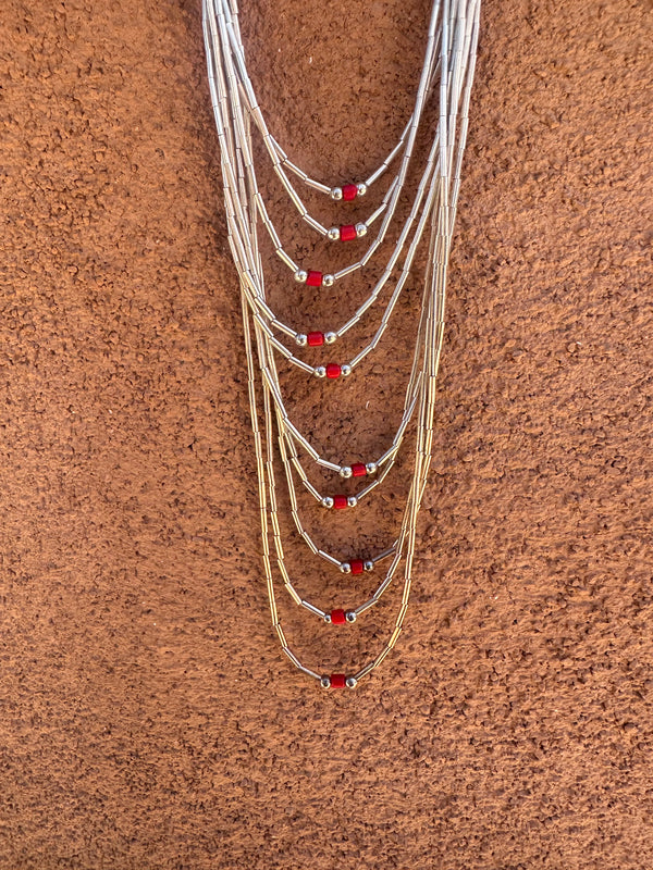Liquid Sterling Silver & Coral Necklace