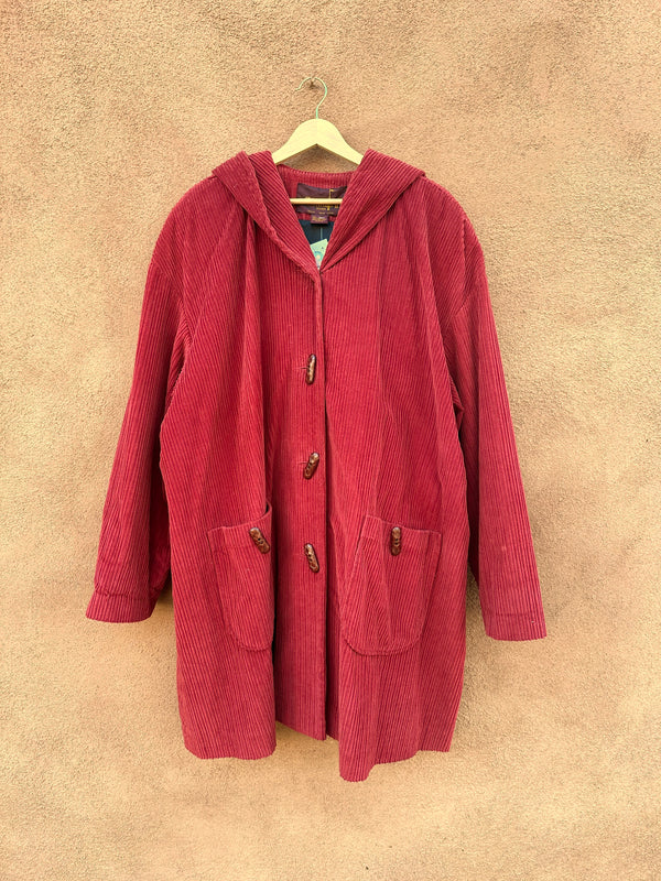 Burnt Orange Corduroy Hooded Coat