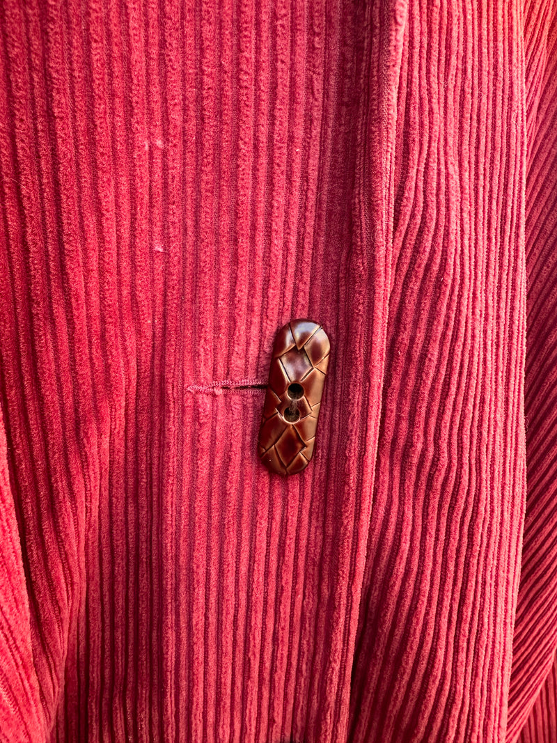 Burnt Orange Corduroy Hooded Coat