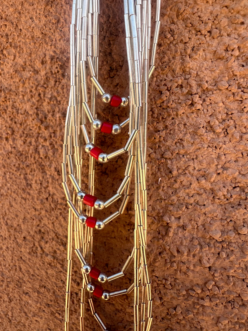 Liquid Sterling Silver & Coral Necklace