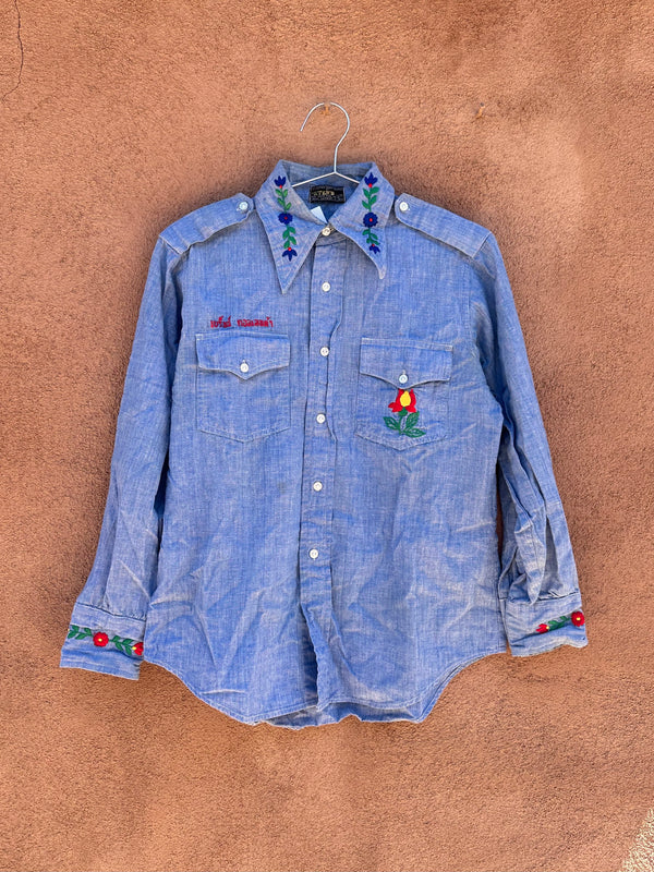 Red Baron Embroidered 1960's Peters Tailors Denim Shirt