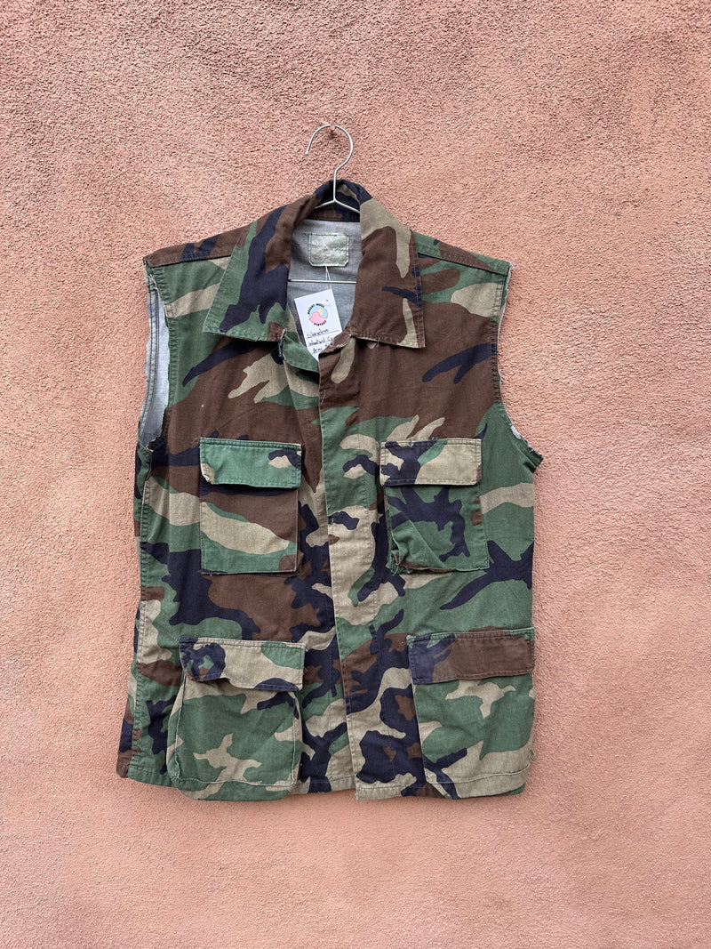 Sleeveless Woodland Camo Army Jacket