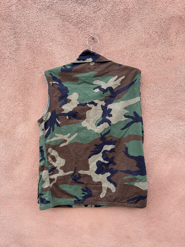 Sleeveless Woodland Camo Army Jacket
