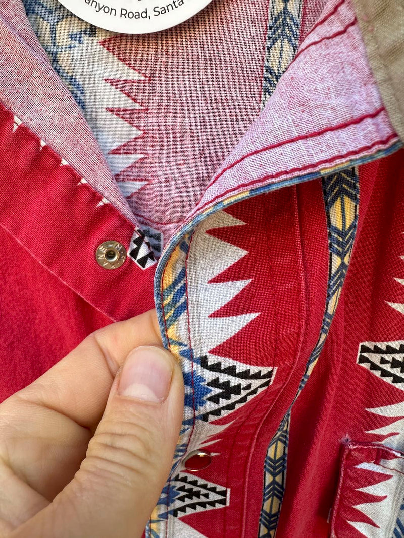 Red All Around Print Southwestern Cowboy Shirt - as is