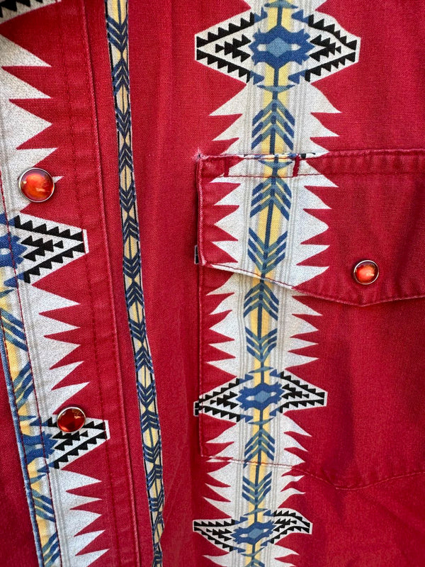 Red All Around Print Southwestern Cowboy Shirt - as is