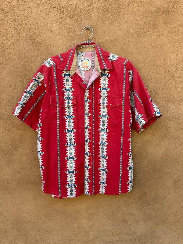 Red All Around Print Southwestern Cowboy Shirt - as is
