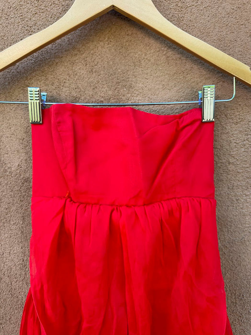 An Arkay Red Chiffon 1950's Halter Dress