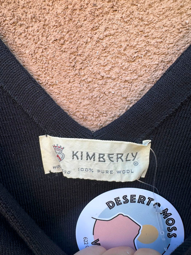 1950's Kimberly 100% Pure Wool Black Dress