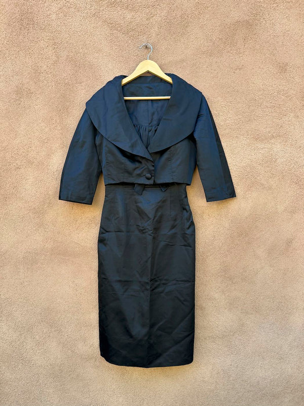 1960's Georgette Trilére Black Dress & Jacket