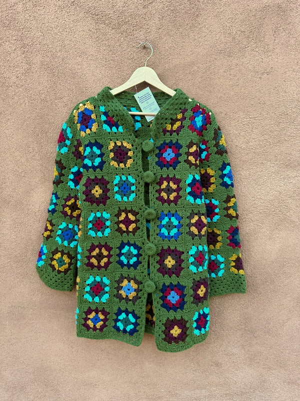 Green Crochet Cardigan