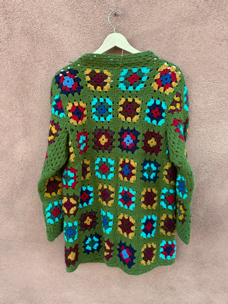 Green Crochet Cardigan