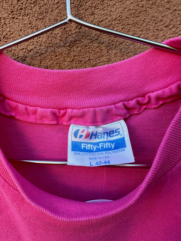 Pink Hanes 50/50 Cropped T-shirt