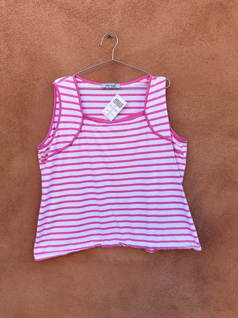 Pink Striped Tank Top by Collection L - L/XL