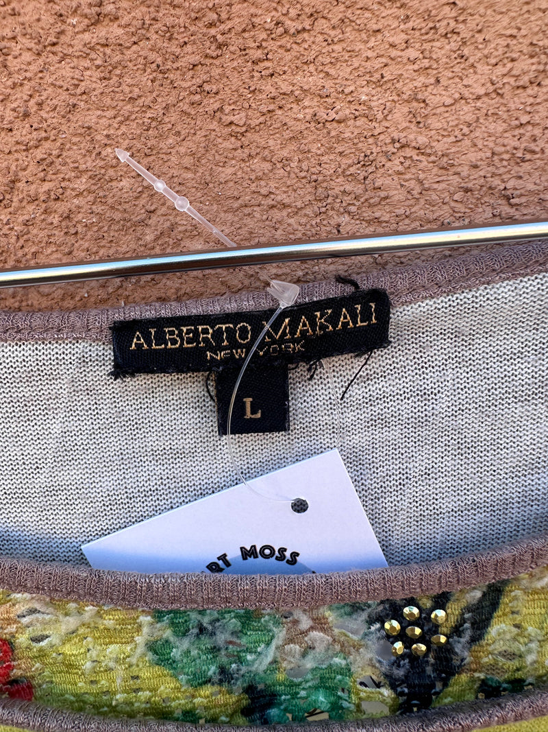 Alberto Makali Fishnet Sleeve Blouse