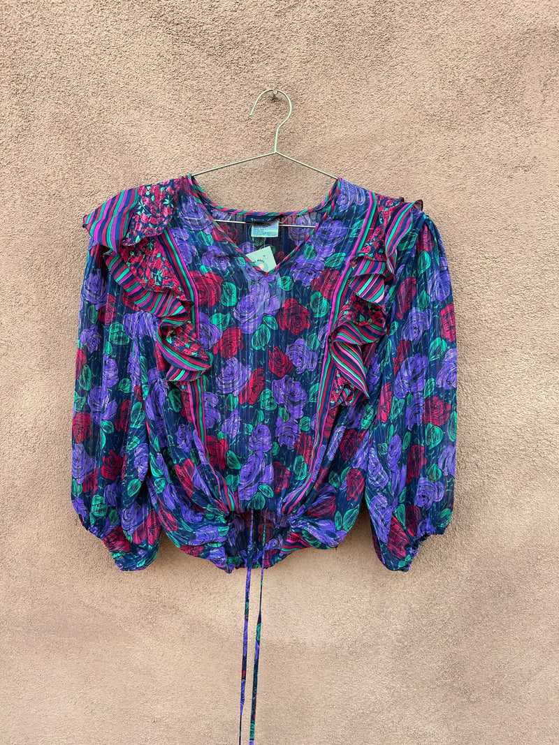 80's Diane Freig Sheer Rose Blouse