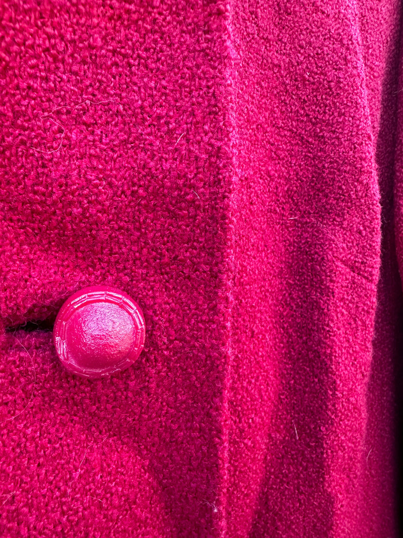 Red Betty Rose Coat with Persian Lamb Collar