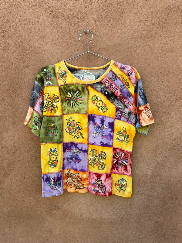 Hand Painted Block Stitch Tie Dye Nepalese Blouse