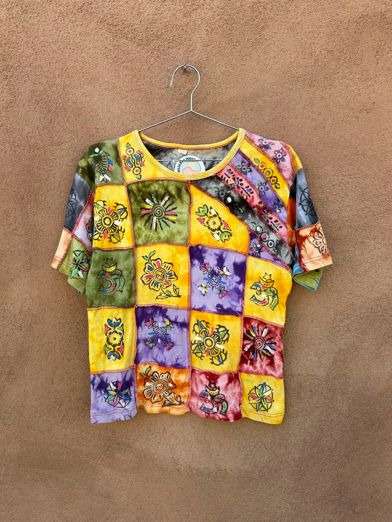 Hand Painted Block Stitch Tie Dye Nepalese Blouse