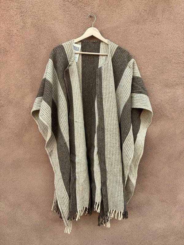 Brown Striped Wool Poncho