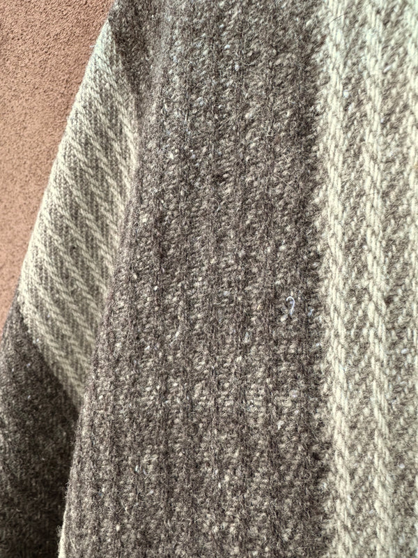 Brown Striped Wool Poncho