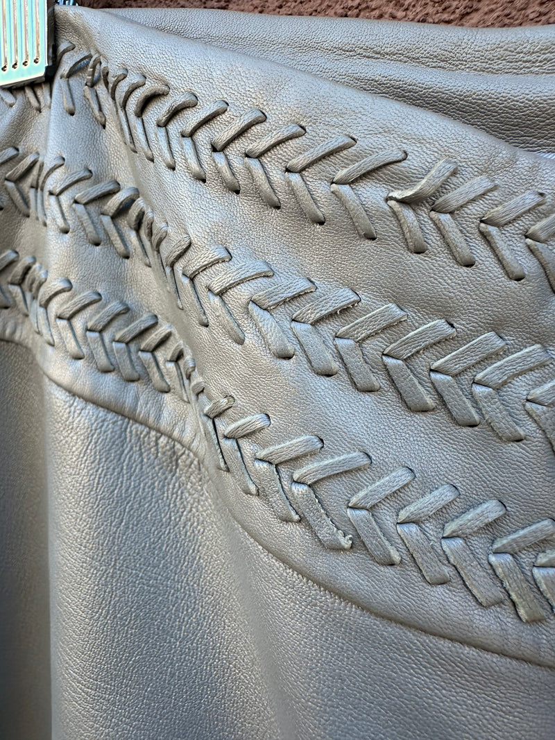 1990's Caché Gray Leather Bellbottoms