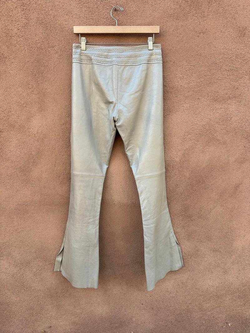 1990's Caché Gray Leather Bellbottoms