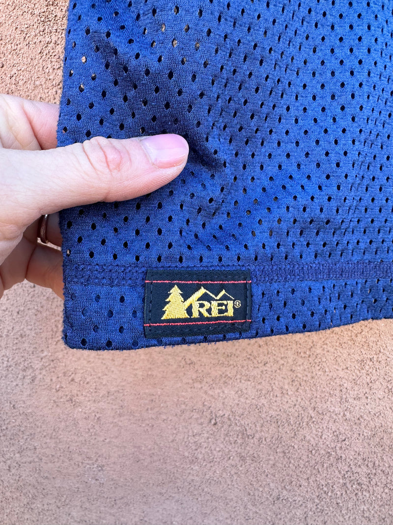 90's Navy Blue Mesh Henley Shirt - REI