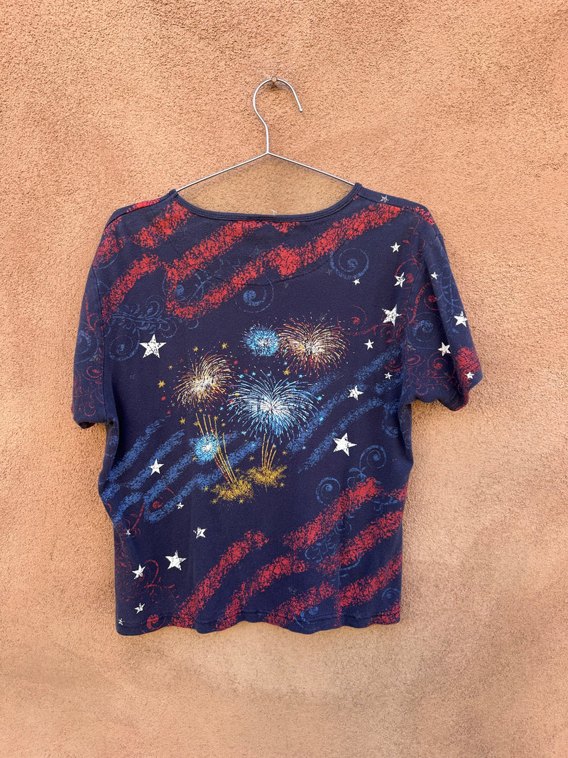 America Rhinestone Fireworks Shirt