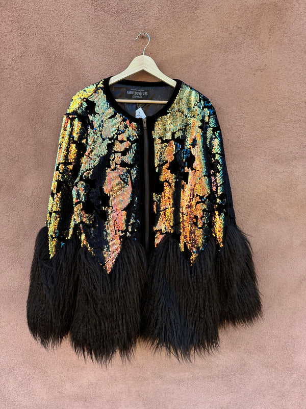 Sequined & Faux Fur Donna Sayers Jacket
