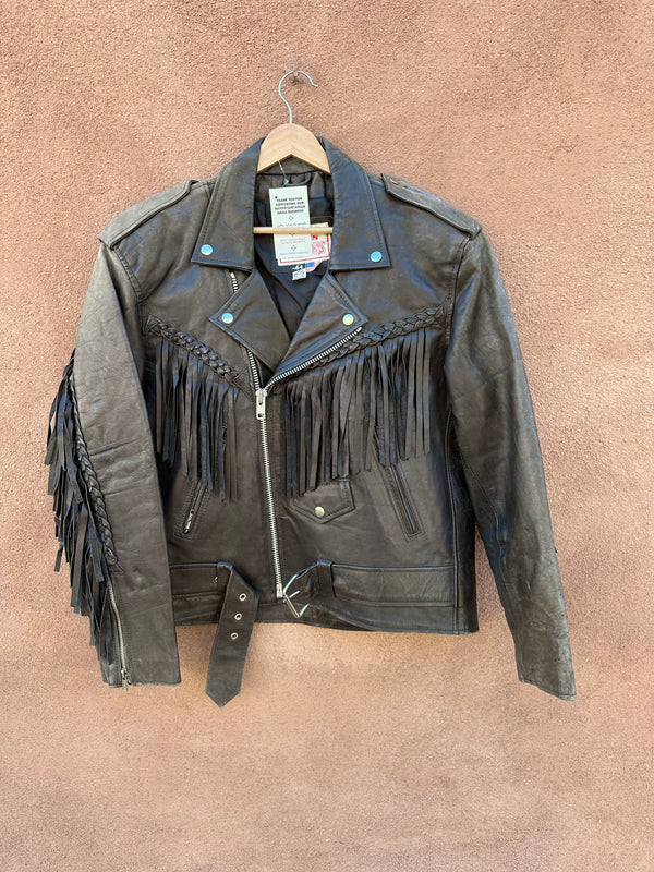 Braided & Fringed Out Bad Ass Biker Jacket - 44 - Addis