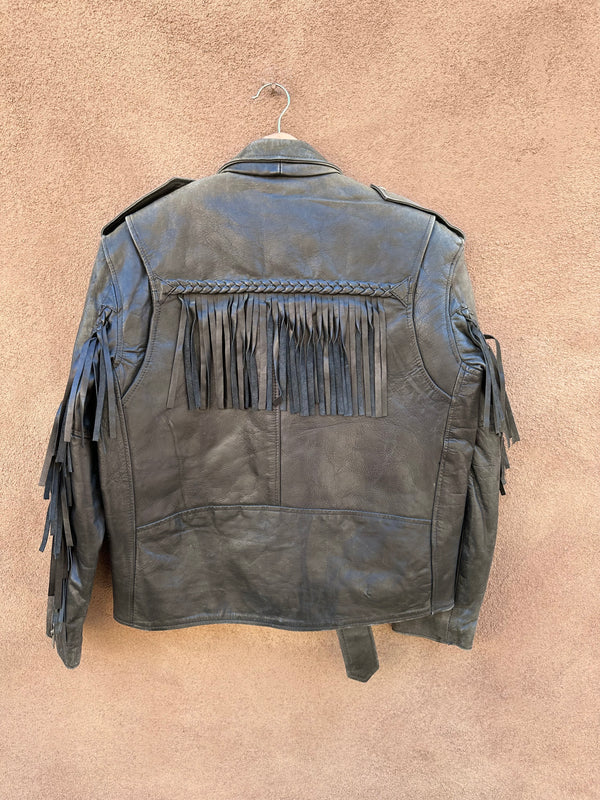 Braided & Fringed Out Bad Ass Biker Jacket - 44 - Addis