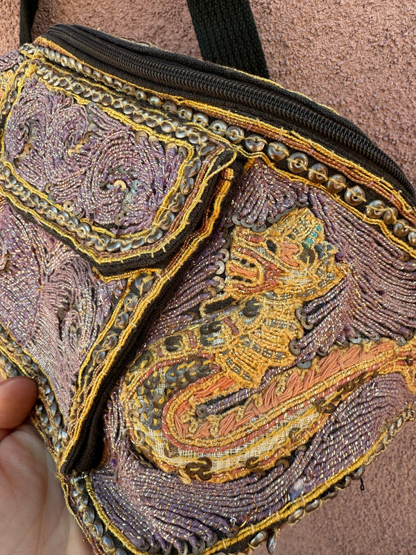 Intricately Woven Fanny Pack with Dragons