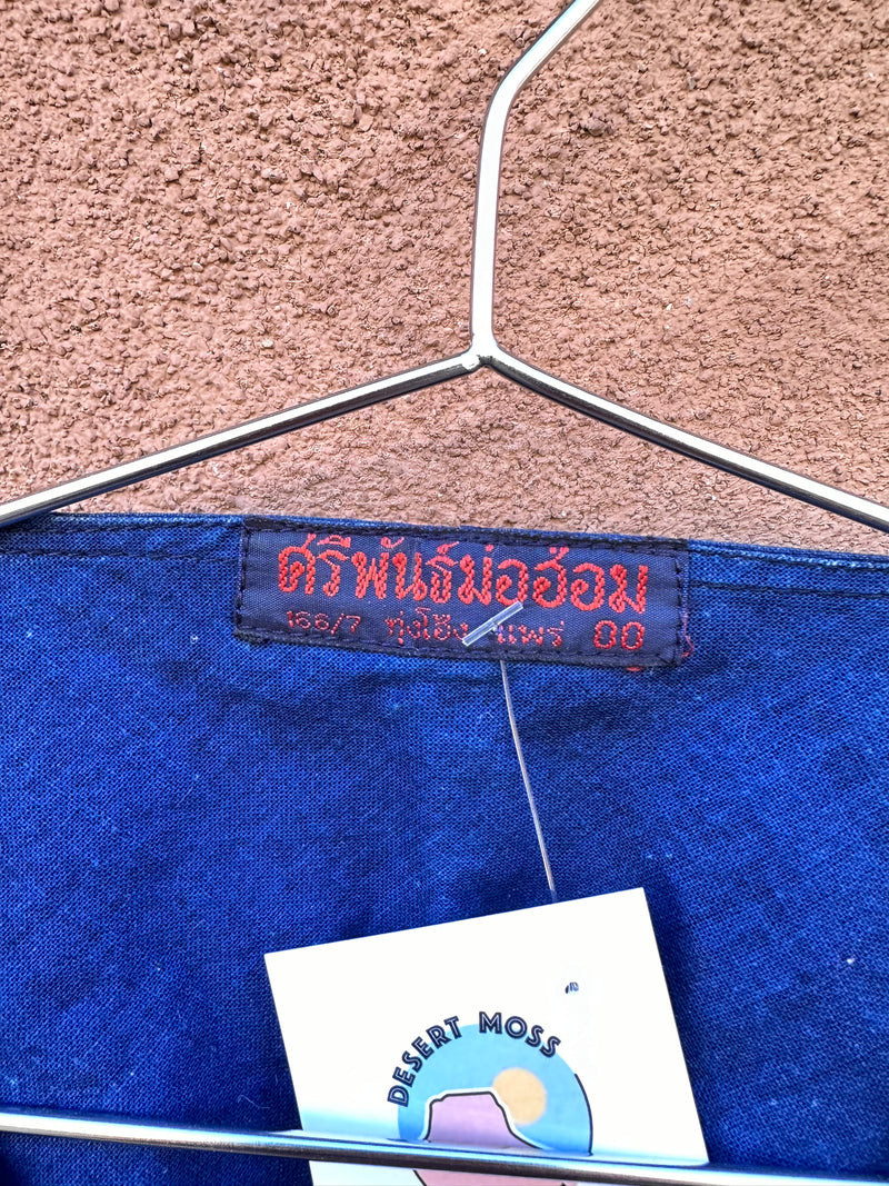 Dark Indigo Chore Shirt with Sanskrit