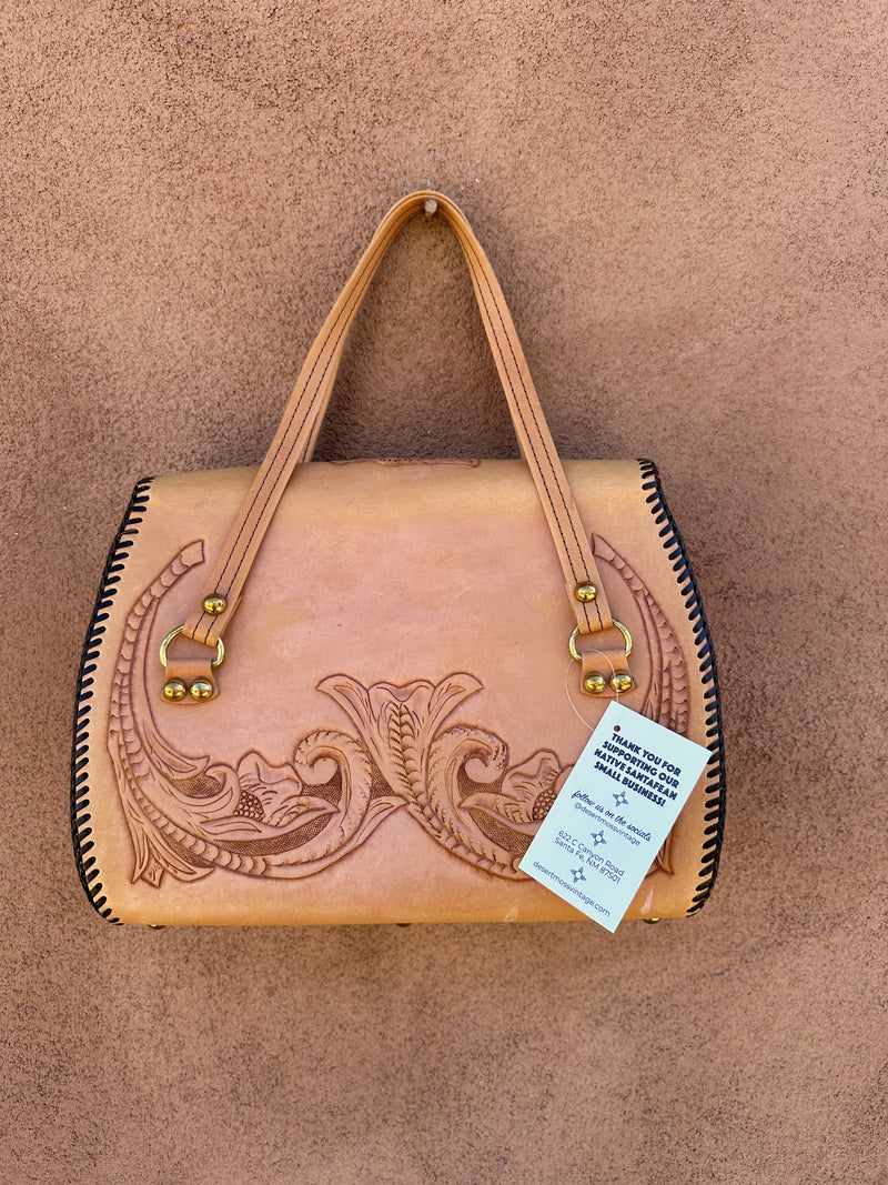 1960's Era Handtooled Leather "EC" Purse