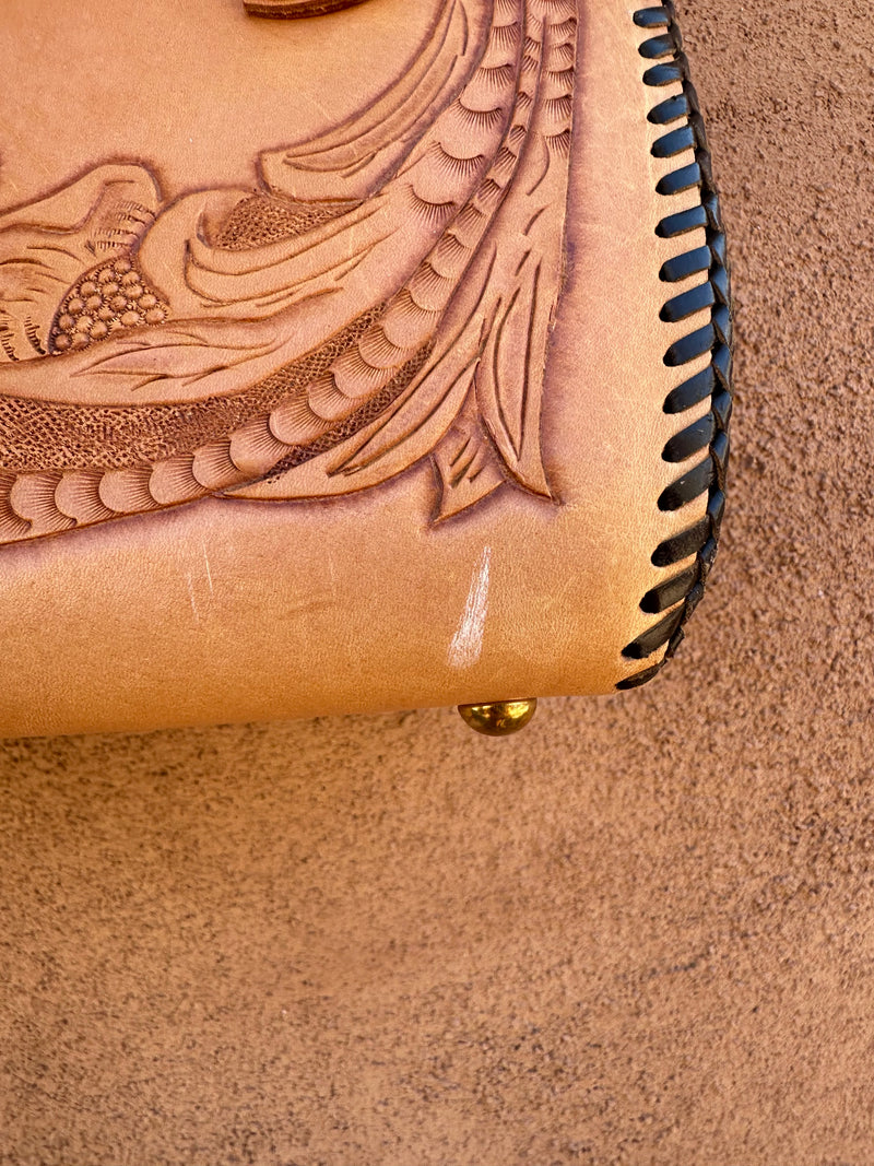 1960's Era Handtooled Leather "EC" Purse