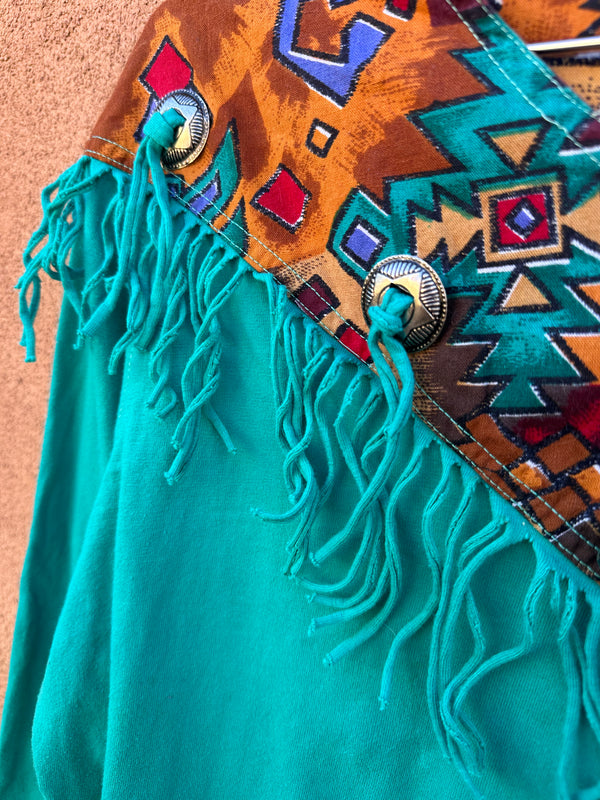 Ozark Mountain Western Bandana Blouse with Fringe & Conchos