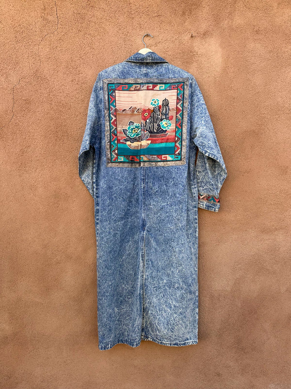 Southwestern Glitter & Puff Paint Acid Wash Denim Coat
