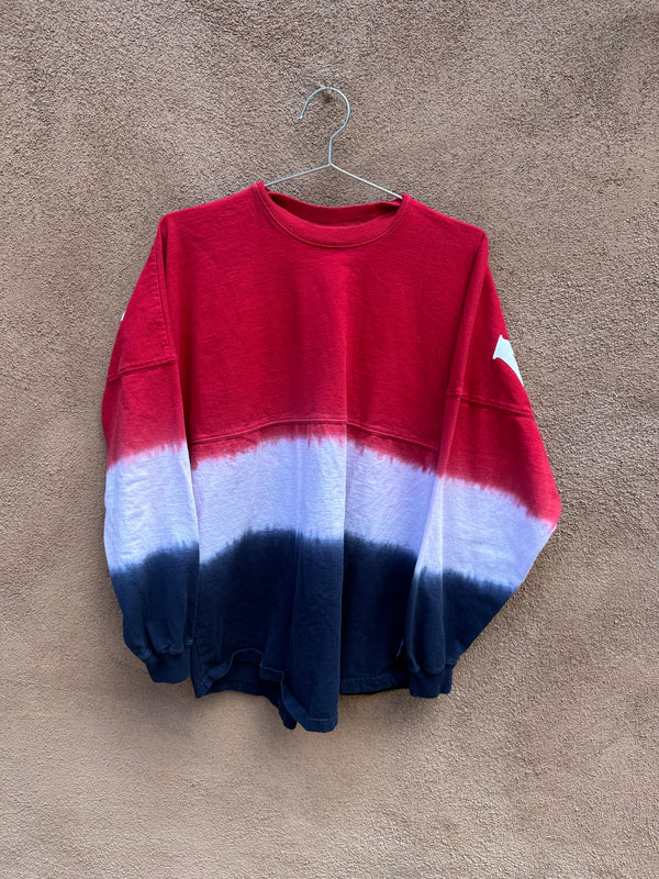 Red, White, and Blue American Tie Dye Long Sleeve Shirt